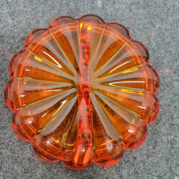 Viking Orange Starburst Glass Ashtray 6.5" Round Dish Trinket Mid Century Art - Picture 12 of 15